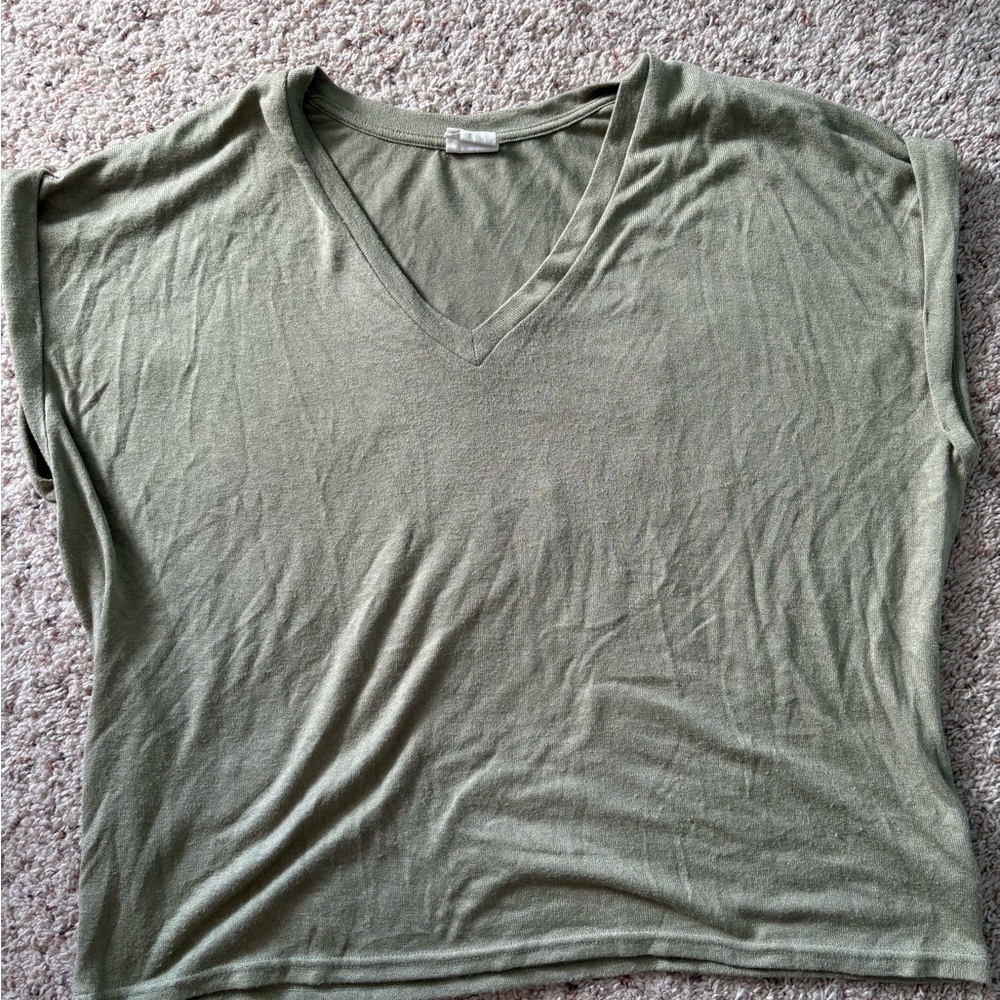 Sage Green V-Neck Women's Top